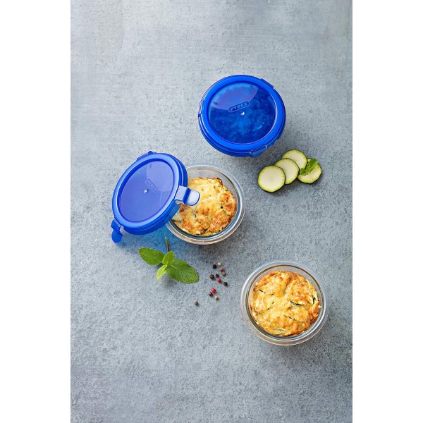 Pyrex 3426470279284 Cook & go - 뚜껑이 있는 원형 유리 용기 0.2 l/Ø 11 cm - 오븐에서 요리, 보관 및 테이크 아웃, 투명