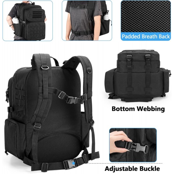 Damero Tactical Medical Backpack Empty, Outdoor Tactical Bundeswehr Backpack Assault Survival Tactical Backpack, 블랙