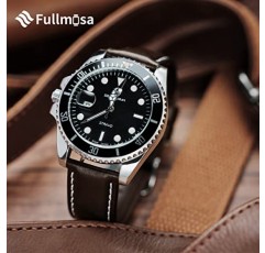 12가지 색상의 Fullmosa® 시계 스트랩, Axus 시리즈 가죽 스트랩, 교체용 시계 스트랩, 스테인리스 스틸 금속 걸쇠 포함, 남성용 및 여성용, 14/16/18/20/22/24 mm, 20mm, 다크 브라