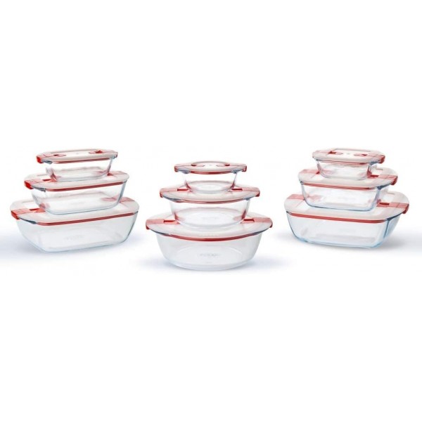 Pyrex 211PH00 Cook & Heat 뚜껑이 있는 사각형 유리 식품 저장 용기, 투명