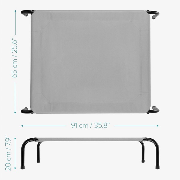 Navaris Raised Dog Bed with Cooling Effect 91x65x20cm - 중형견 및 대형견용 야외 애견용 라운저 - 정원용 애완견용 라운저