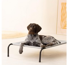 Navaris Raised Dog Bed with Cooling Effect 91x65x20cm - 중형견 및 대형견용 야외 애견용 라운저 - 정원용 애완견용 라운저