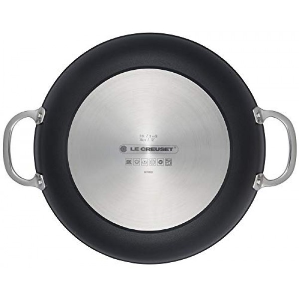 Le Creuset 강화 논스틱 PRO 얕은 캐서롤/유리 뚜껑이 있는 브레이저, 4쿼트, 그레이