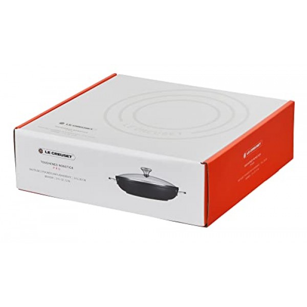 Le Creuset 강화 논스틱 PRO 얕은 캐서롤/유리 뚜껑이 있는 브레이저, 4쿼트, 그레이