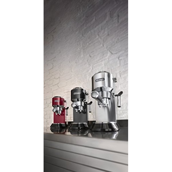 De'Longhi Dedica EC680M, 에스프레소 머신, 커피 및 카푸치노 메이커(우유 거품기 포함), 금속/스테인레스, 컴팩트 디자인 6인치 너비, 최대 5인치 크기의 머그컵