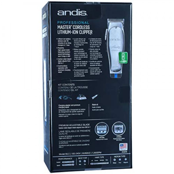 Andis Professional Master 무선 리튬 이온 클리퍼(12470) - KEPSE 넥 더스터와 번들로 제공