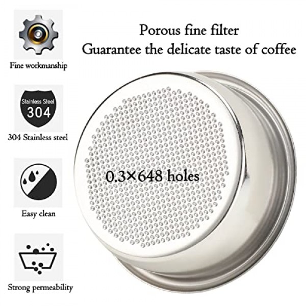 54mm 커피 필터 바구니 스테인레스 스틸 비 가압 Portafilter 바구니 Breville Delonghi Krups 에스프레소 머신 용 재사용 가능한 분리형 2 컵 18-20g