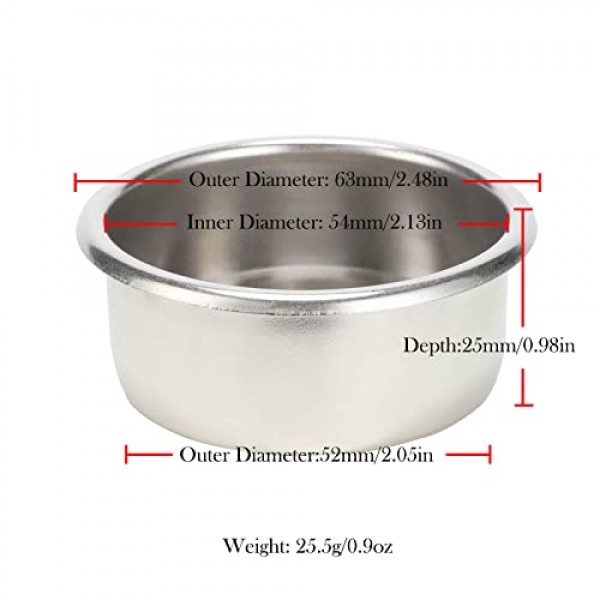 54mm 커피 필터 바구니 스테인레스 스틸 비 가압 Portafilter 바구니 Breville Delonghi Krups 에스프레소 머신 용 재사용 가능한 분리형 2 컵 18-20g