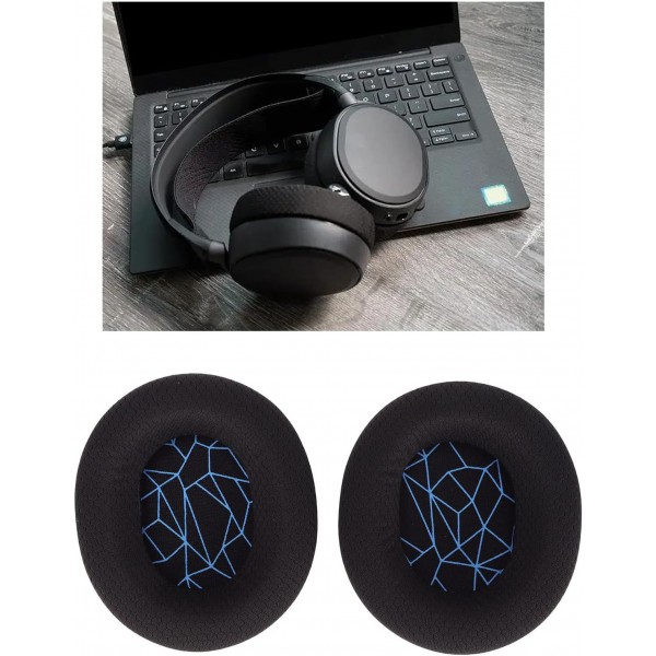 SteelSeries Arctis 3/5/7, ARCTIS 9, ARCTIS 1, ARCTIS Pro 헤드셋용 Annadue 교체용 헤드셋 이어 패드.(검은색 이어 패드, 블루 스크린프린트)