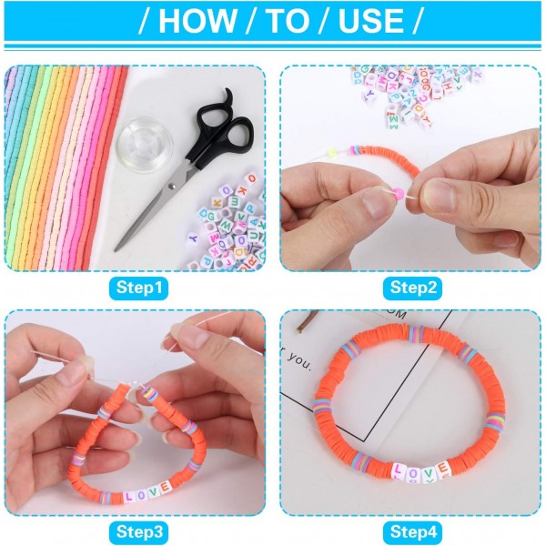 6400pcs Heishi 비즈 6mm 다채로운 플랫 폴리머 클레이 비즈 및 편지 비즈 DIY 폴리머 수 제 목걸이 팔찌 귀걸이 펜 던 ​​트 및 구두 공예 흑백 스타일 만들기