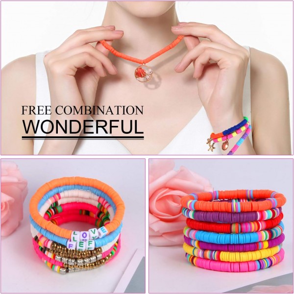 6400pcs Heishi 비즈 6mm 다채로운 플랫 폴리머 클레이 비즈 및 편지 비즈 DIY 폴리머 수 제 목걸이 팔찌 귀걸이 펜 던 ​​트 및 구두 공예 흑백 스타일 만들기