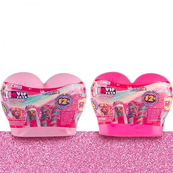 IMC TOYS VIP 애완동물 미니 팬 시리즈 1 2팩 - 6가지 놀라움을 드러내는 DIP, 핑크, 8인치
