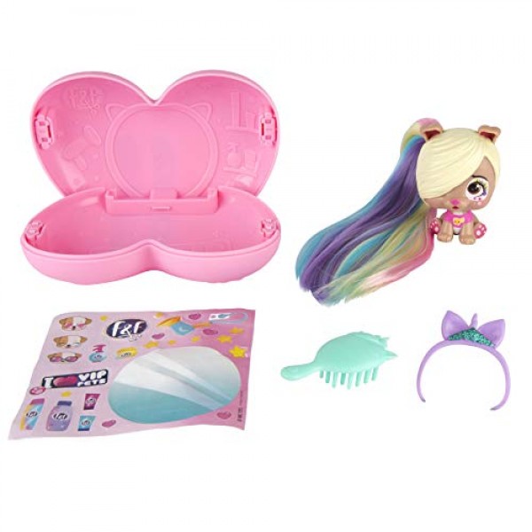 IMC TOYS VIP 애완동물 미니 팬 시리즈 1 2팩 - 6가지 놀라움을 드러내는 DIP, 핑크, 8인치