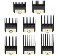 BaBylissPRO Barberology FX870,FX890,FX825 및 FX673 클리퍼용 프리미엄 클리퍼 가드 8개, 금속 클립이 있는 Babyliss 클리퍼 가드에 적합 - 절단 길이 1/16-3/4인치 부착 빗 세트