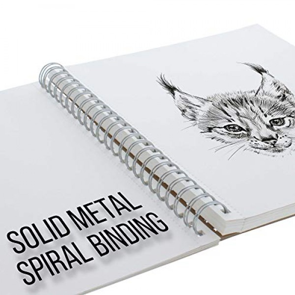 미국 미술품 8 x 10 스케치 북 패드, 2개 팩, 각 100매, 60파운드(100gsm) - 나선형으로 묶인 아티스트 스케치 그림 종이 패드, 무산소 - 흑연 색연필, 숯 - 성인, 학생