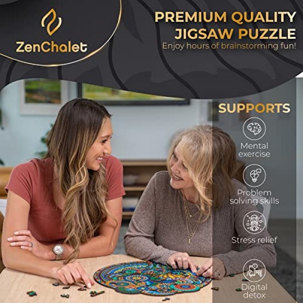 ZenChalet - 성인을 위한 꽃무늬 복고풍 나무 직소 퍼즐 500피스 - 도전에 도전하도록 설계된 성인을 위한 하드 3D 퍼즐 - 독특한 퍼즐 선물, 가족 게임 밤에 적합