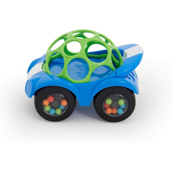Bright Starts Oball Rattle & Roll 스포츠 경주용 자동차 장난감 푸시 앤 고 차량, Easy Grasp, 연령 3개월 이상, 무작위 색상 파란색 또는 빨간색, (1개)
