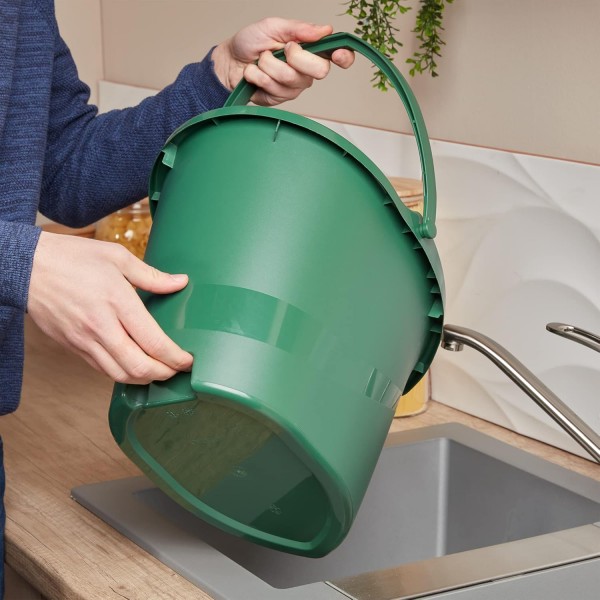 Spontex Eco Green Bucket 100% 재활용 소재, 버킷 하단에 오목한 그립 포함, 10L 용량, 19800212, Green