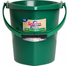 Spontex Eco Green Bucket 100% 재활용 소재, 버킷 하단에 오목한 그립 포함, 10L 용량, 19800212, Green