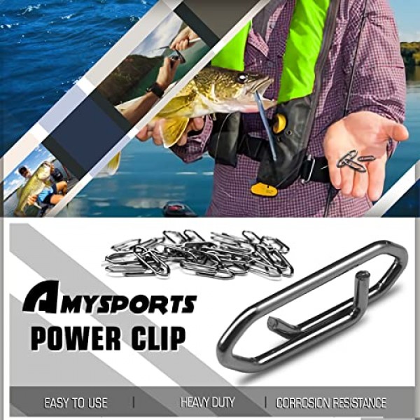 AMYSPORTS 고강도 낚시 스냅 바닷물 스테인레스 커넥터 스냅 스위블 태클 스틸 파워 낚시 클립 루어 퀵 체인지 블랙 니켈
