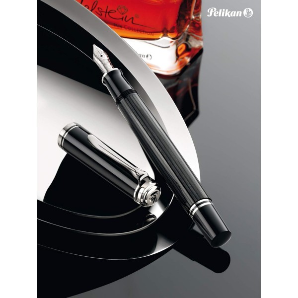 Pelikan 만년필 Souverän 805 Stresemann, 블랙 앤트러사이트, 펜촉 F(미세), 선물 케이스에 담긴 고품질 피스톤 필러, 957621