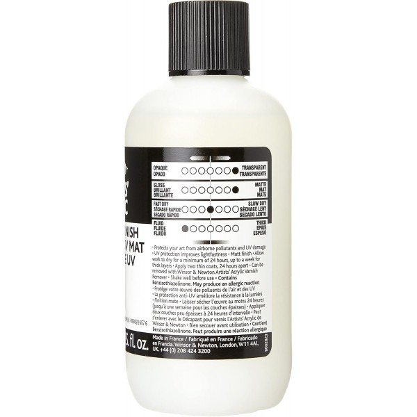 Winsor & Newton 3030930 UV - 바니시 매트, 아크릴 그림용 보호층 - 125ml 병 UV 바니시 매트 - 125ml 바니시 병