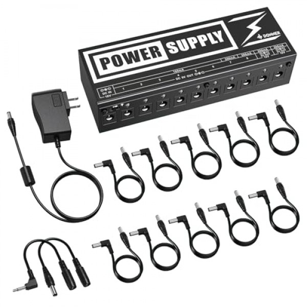 Donner DP-2 기타 페달 전원 공급 장치 9V/12V/18V 효과 페달용 고전류 10 절연 DC 출력
