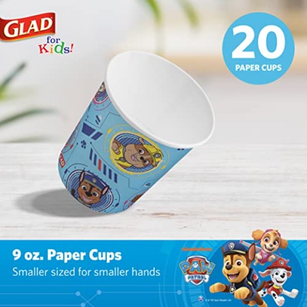 어린이를 위한 기쁜 Paw Patrol 종이컵 어린이를 위한 Paw Patrol 디자인의 일회용 종이컵 일상적인 사용 및 모든 경우에 적합한 고강도 일회용 종이컵 9온스, 파란색, 20개