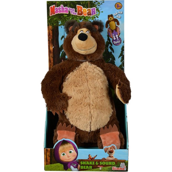 Simba 109301083 MASHA & The Shake and Sound Interactive 43CM 부드러운 장난감 곰, 황갈색/갈색