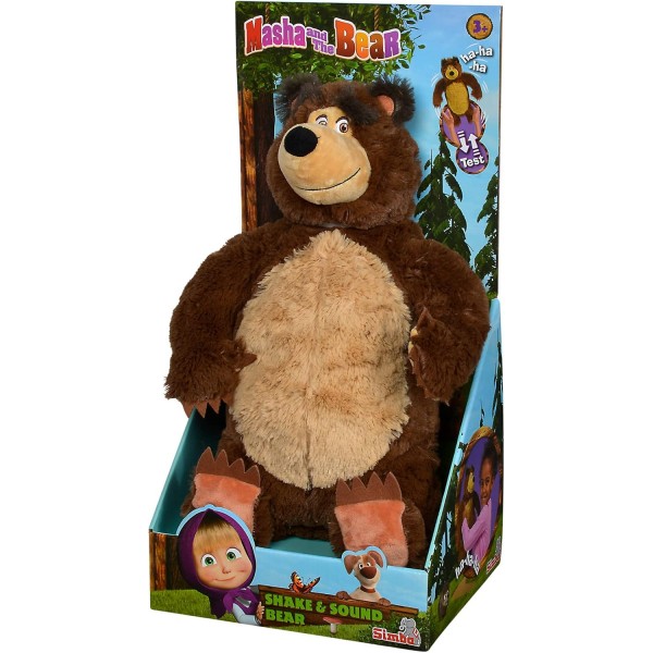 Simba 109301083 MASHA & The Shake and Sound Interactive 43CM 부드러운 장난감 곰, 황갈색/갈색