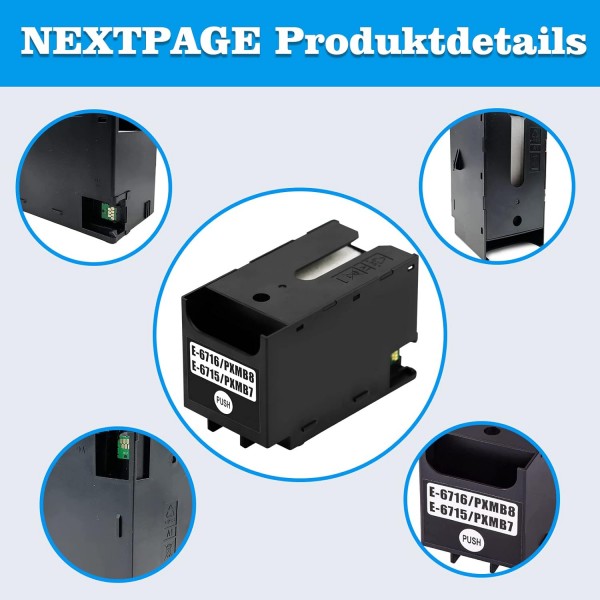 NEXTPAGE T6715 T6716 ​​또는 C13T671600/C13T671500용 잉크 유지보수 상자는 WF-4720DWF WF-4725DWF WF-4730DTWF WF-4740DTWF WF-C529R WF-C529RDTW-WF9RD 칩 포함)에 적합합니다.