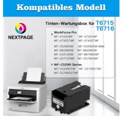 NEXTPAGE T6715 T6716 ​​또는 C13T671600/C13T671500용 잉크 유지보수 상자는 WF-4720DWF WF-4725DWF WF-4730DTWF WF-4740DTWF WF-C529R WF-C529RDTW-WF9RD 칩 포함)에 적합합니다.