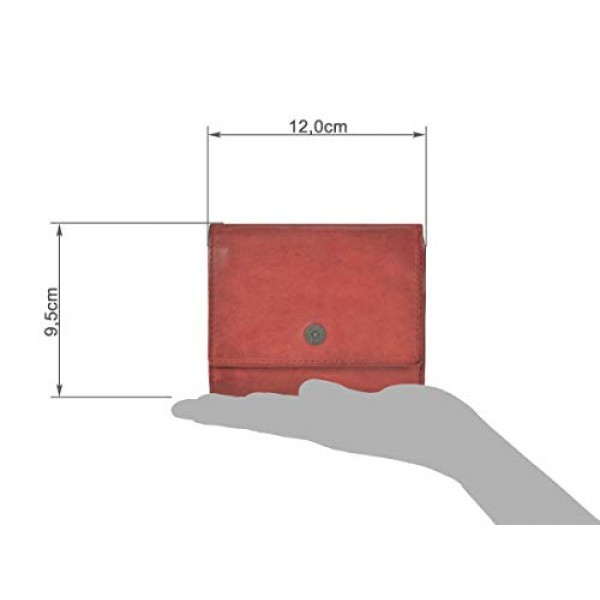 Bear Design Cow Lavato 여성용 가죽 지갑(카드 슬롯 6개 포함) 레드 12 x 9.5 cm, 레드