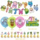 Babioms Sing-ing Monsters 생일 장식, 32 Pcs 내 노래 괴물 풍선 생일 장식 풍선 배너 컵케익 토퍼 라텍스 풍선 케이크 장식 소녀 소년 파티 용품
