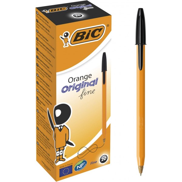 BIC 992603 Cristal Exact 볼펜, 얇은 팁(0.7mm) - 검정, 20개 상자 및 볼펜 주황색 고급/ 검정 펜 20개 - 선 폭 0.35mm - 고급 - 문서 증명