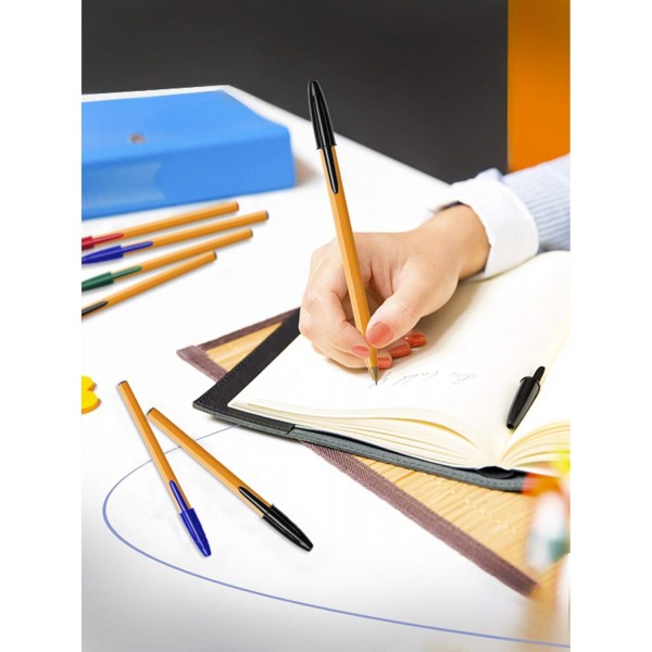 BIC 992603 Cristal Exact 볼펜, 얇은 팁(0.7mm) - 검정, 20개 상자 및 볼펜 주황색 고급/ 검정 펜 20개 - 선 폭 0.35mm - 고급 - 문서 증명