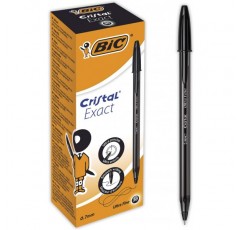 BIC 992603 Cristal Exact 볼펜, 얇은 팁(0.7mm) - 검정, 20개 상자 및 볼펜 주황색 고급/ 검정 펜 20개 - 선 폭 0.35mm - 고급 - 문서 증명