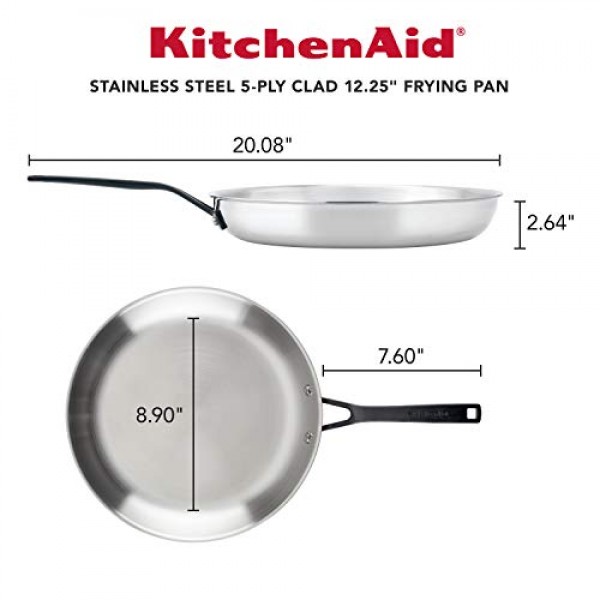 KitchenAid 5겹 클래드 광택 스테인레스 스틸 프라이팬/프라이팬, 12.25인치