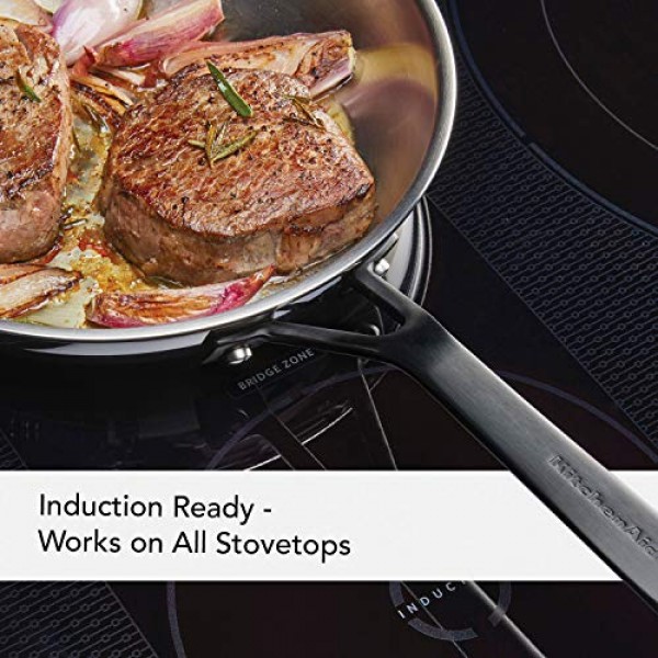 KitchenAid 5겹 클래드 광택 스테인레스 스틸 프라이팬/프라이팬, 12.25인치