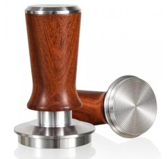 53.3mm 에스프레소 핸드 탬퍼, 스테인리스 스틸 리플 베이스가 포함된 MATOW 보정 스프링 장착 커피 탬퍼, 레드 로즈우드 핸들이 포함된 30lbs 에스프레소 탬퍼, 54mm 브레빌