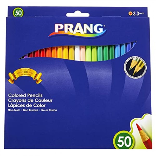 Prang 22480 유색 나무케이스 연필, 3.3mm, 50가지 다양한 색상/세트