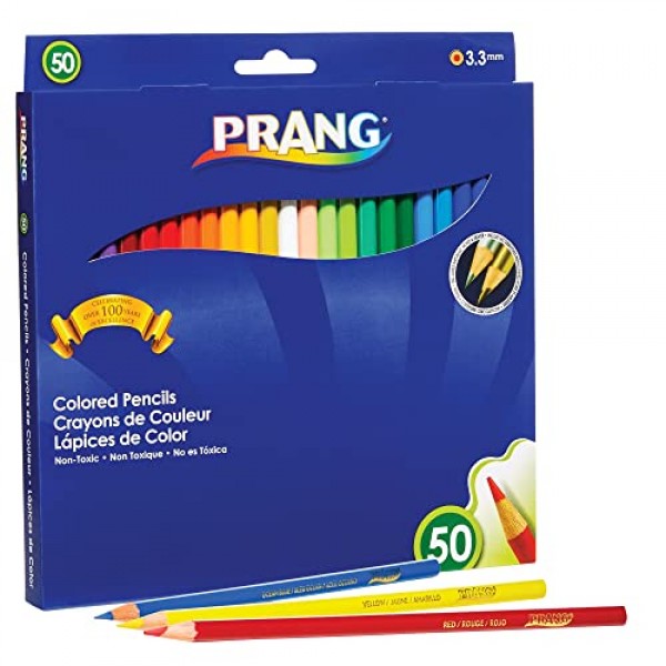 Prang 22480 유색 나무케이스 연필, 3.3mm, 50가지 다양한 색상/세트