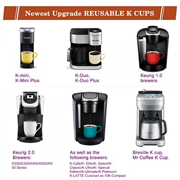 K-Mini/K-Duo용 재사용 가능한 K 컵, Keurig용 재사용 가능한 커피 필터 포드 6팩, Keurig K-Mini/Plus, K-Duo/Plus, 1.0 및 2.0 시리즈용 BPA 프리 리필형 싱글 K 컵