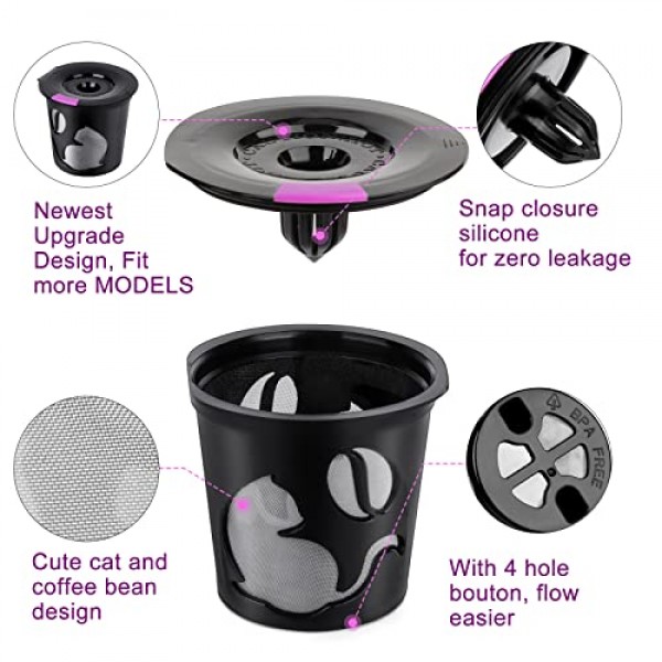 K-Mini/K-Duo용 재사용 가능한 K 컵, Keurig용 재사용 가능한 커피 필터 포드 6팩, Keurig K-Mini/Plus, K-Duo/Plus, 1.0 및 2.0 시리즈용 BPA 프리 리필형 싱글 K 컵