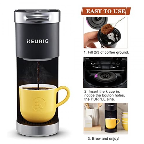 K-Mini/K-Duo용 재사용 가능한 K 컵, Keurig용 재사용 가능한 커피 필터 포드 6팩, Keurig K-Mini/Plus, K-Duo/Plus, 1.0 및 2.0 시리즈용 BPA 프리 리필형 싱글 K 컵