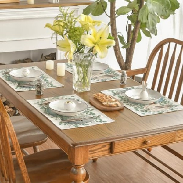 Artoid 모드 유칼립투스 계란 부활절 Placemats 파티 주방 식사 장식을위한 4, 12x18 인치 봄 계절 테이블 매트 세트