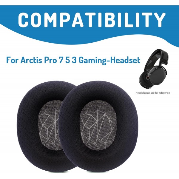 Adhiper Arctis 7 SteelSeries Arctis 1, Arctis 3, Arctis 5, Arctis 7, Arctis 9X, Arctis Pro 게임용 헤드셋과 호환되는 교체용 이어패드, 메모리 폼 메쉬가 있는 교체용 이어패드(흰색 줄무
