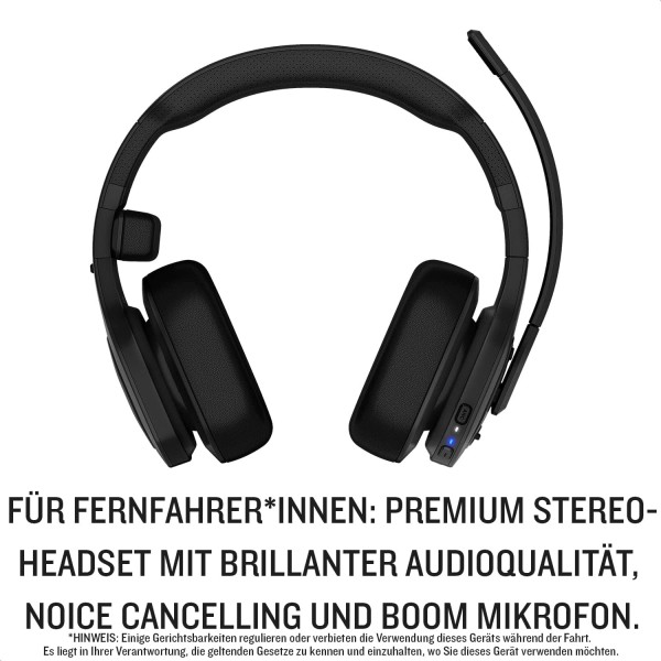 Garmin dezl Headset 200 - 장거리 운전자를 위한 프리미엄 Bluetooth 2-in-1 스테레오 헤드셋 내부, 고품질, 잡음 제거(ANC) 및 붐 마이크, 최대 50시간의 통화 시간, 90m 범위, 편안