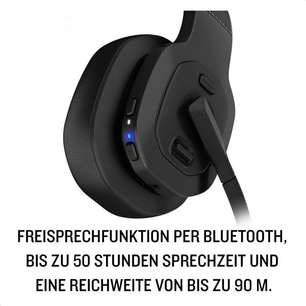 Garmin dezl Headset 200 - 장거리 운전자를 위한 프리미엄 Bluetooth 2-in-1 스테레오 헤드셋 내부, 고품질, 잡음 제거(ANC) 및 붐 마이크, 최대 50시간의 통화 시간, 90m 범위, 편안