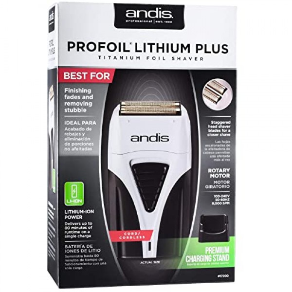 Andis ProFoil 리튬 플러스 티타늄 포일 면도기(보너스 교체 포일 어셈블리, 내부 커터, BeauWis 블레이드 브러시 포함)